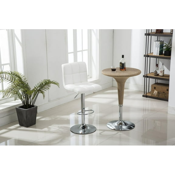 GTU Furniture Set of 2 Adjustable Swivel Leather Bar Stools Counter Height Square Kitchen Dining Chairs with Chrome Base&nbsp;