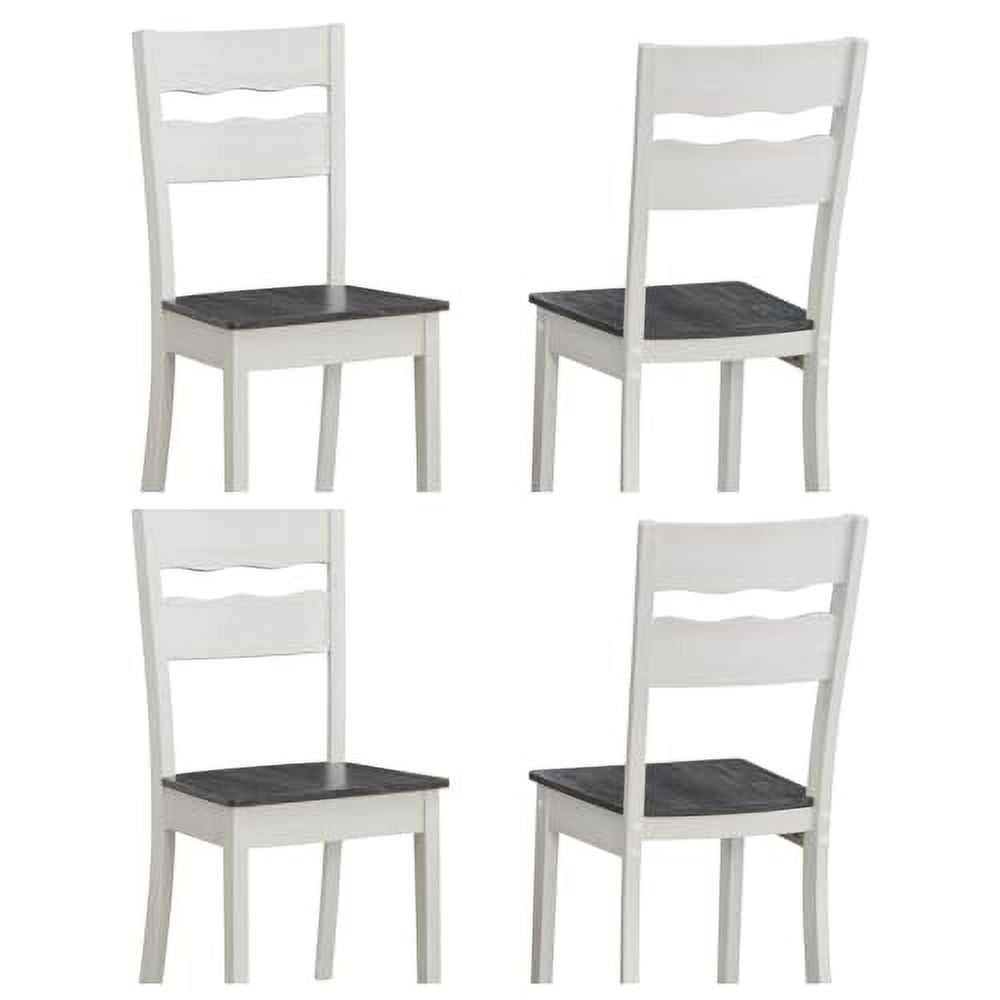 GTU Furniture Country Wood Two Tone Dining Side Chairs, White (Set of 4