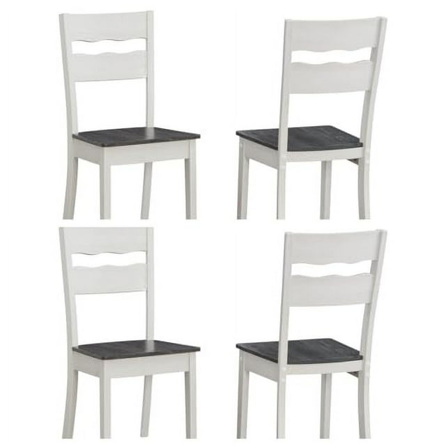 GTU Furniture Country Wood Two Tone Dining Side Chairs, White (Set of 4