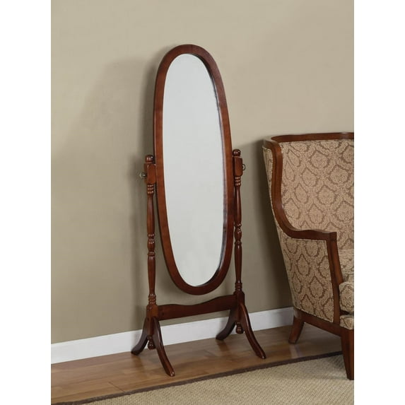 GTU Furniture Swivel Adjustable Full-Length Oval Wood Cheval Floor Mirror