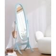 thumbnail image 1 of GTU Furniture Swivel Adjustable Full-Length Oval Wood Cheval Stand Floor Mirror(Blue), 1 of 4