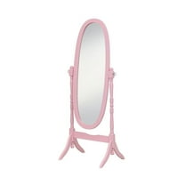 GTU Furniture Swivel Adjustable Full-Length Oval Wood Cheval Stand Floor Mirror(Pink)
