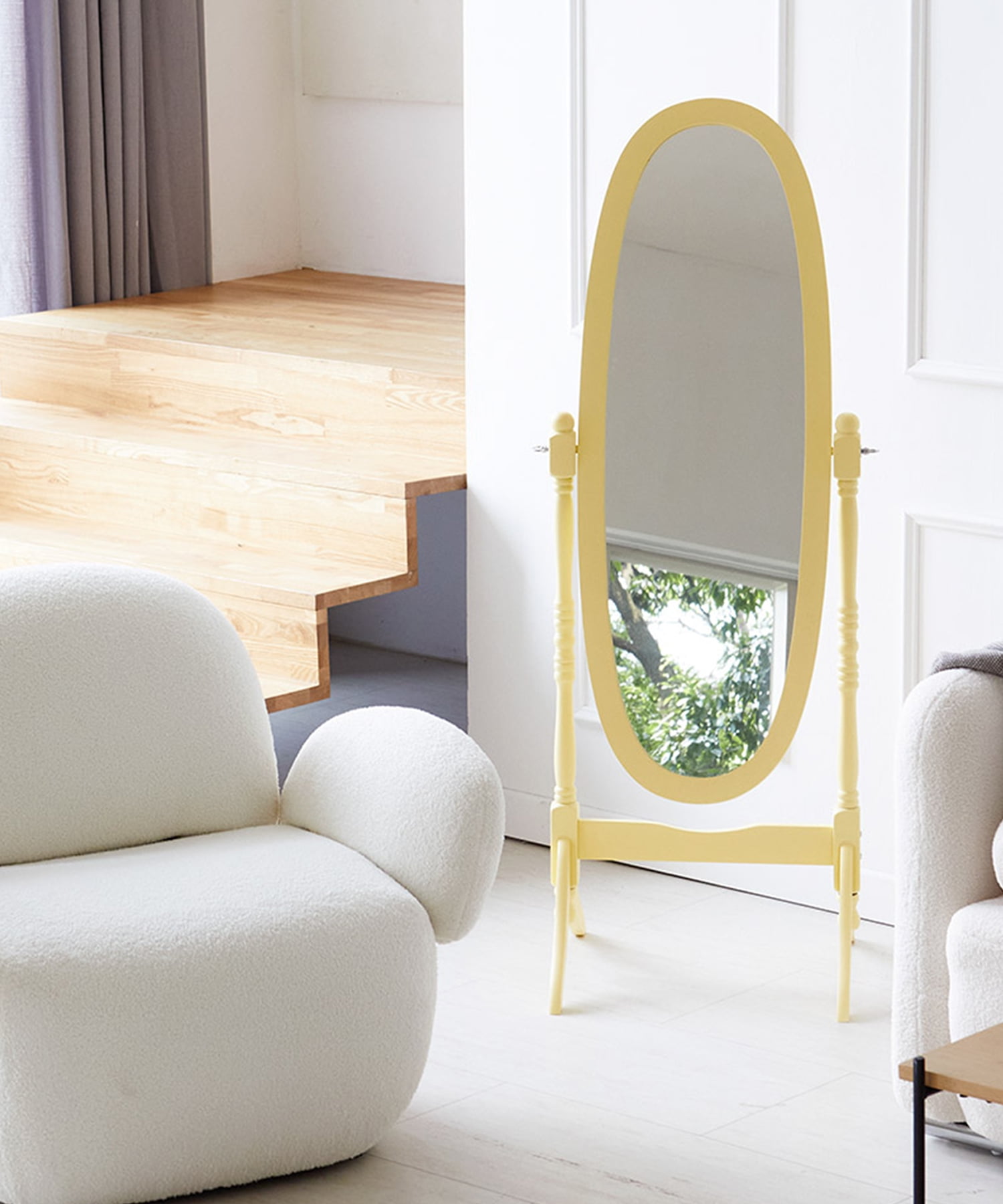 GTU Furniture Swivel Adjustable Full-Length Oval Wood Cheval Stand ...