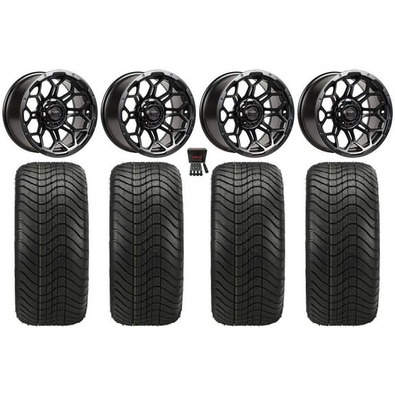 GTW Bravo 14" Golf Cart Wheels Black Elite 215x35-14 Tires E-Z-GO & Club Car