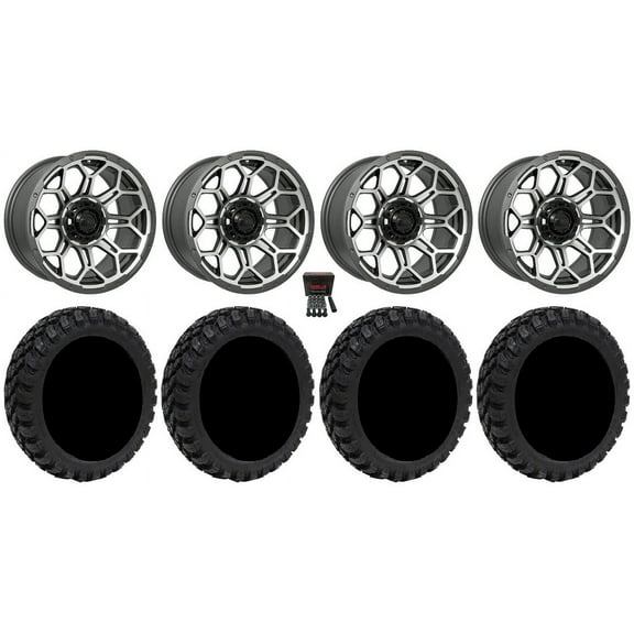 GTW Bravo 14" Golf Cart Wheels Gray 23" Nomad Tires Yamaha
