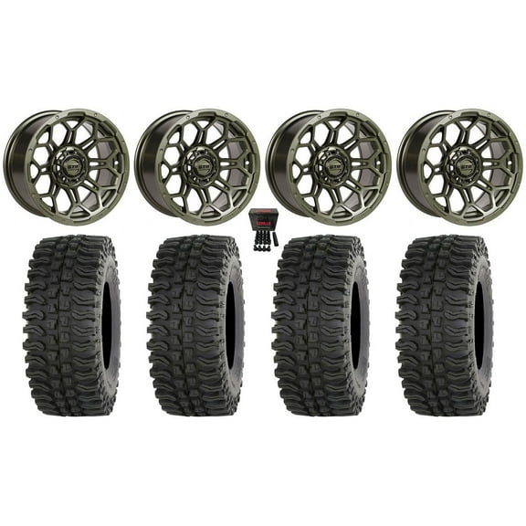 GTW Bravo 14" Golf Cart Wheels Green 23" BDC Tires E-Z-GO & Club Car
