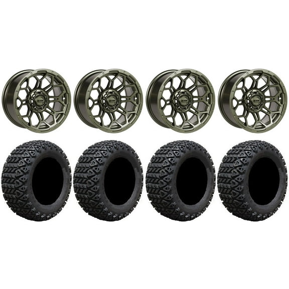 GTW Bravo 14" Golf Cart Wheels Green 23" X-Trail Tires E-Z-GO & Club Car
