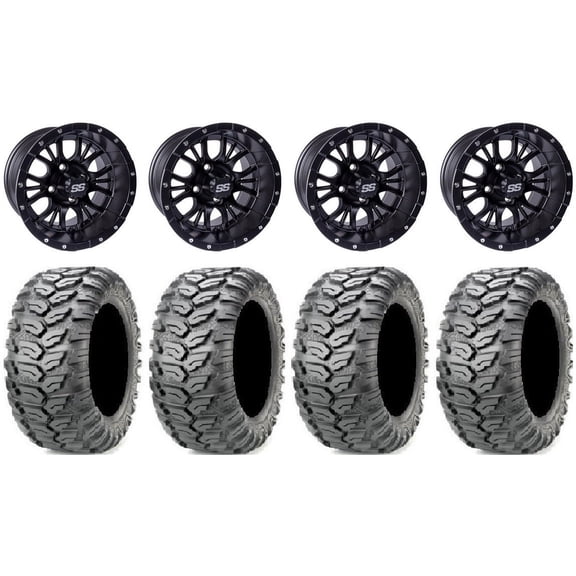 GTW Diesel 12" Golf Cart Wheels Black 23" Ceros Tires E-Z-GO & Club Car