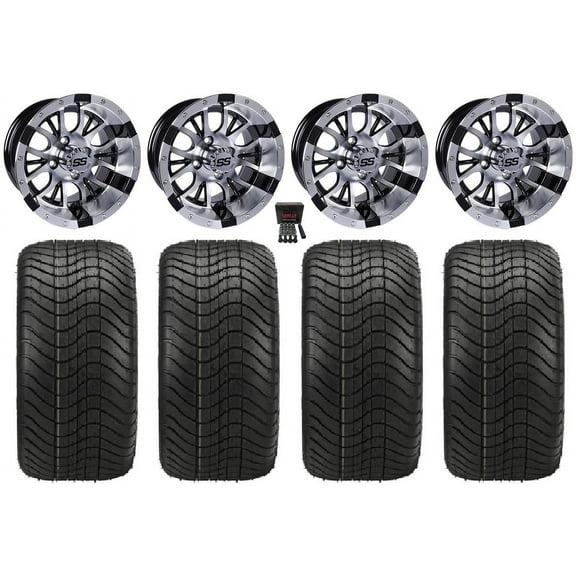 GTW Diesel 12" Golf Cart Wheels Machined Elite 23x10-12 Tires E-Z-GO & Club Car