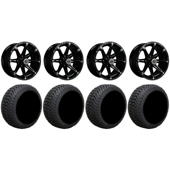 GTW Element 14" Golf Cart Wheels Black 205x30 Cruze Tires E-Z-GO & Club Car