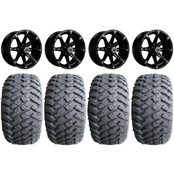 GTW Element 14" Golf Cart Wheels Black 23" Hammer Tires Yamaha