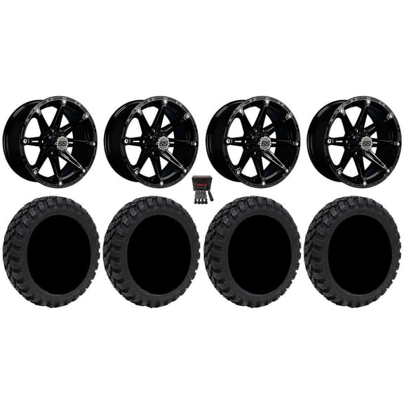 GTW Element 14" Golf Cart Wheels Black 23" Nomad Tires E-Z-GO & Club Car