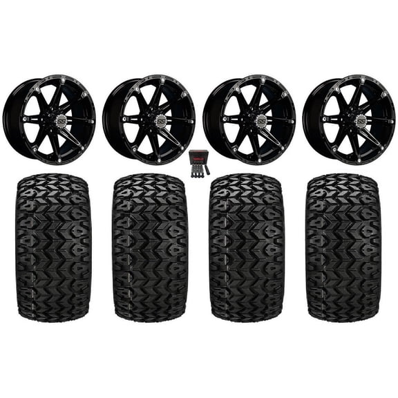 GTW Element 14" Golf Cart Wheels Black 23" Sierra Sport Tires E-Z-GO & Club Car