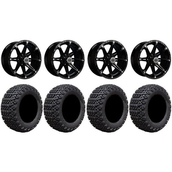 GTW Element 14" Golf Cart Wheels Black 23" X-Trail Tires E-Z-GO & Club Car