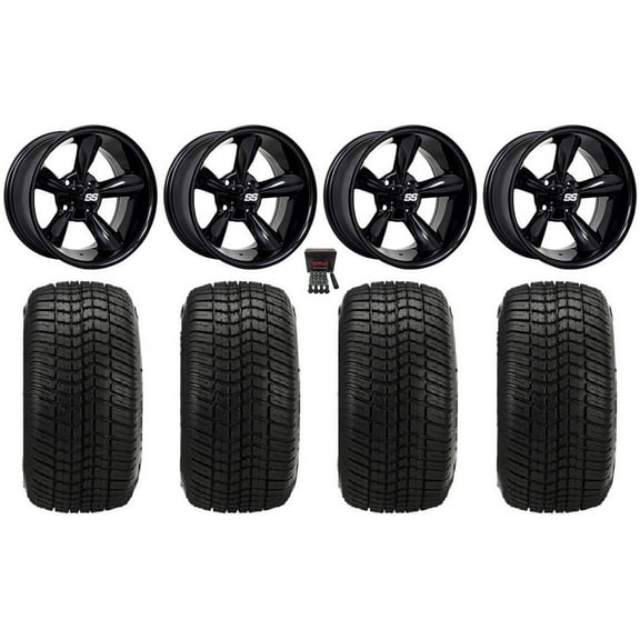 GTW Godfather 10" Golf Wheels Black Elite 205x50-10 Tires E-Z-GO & Club Car