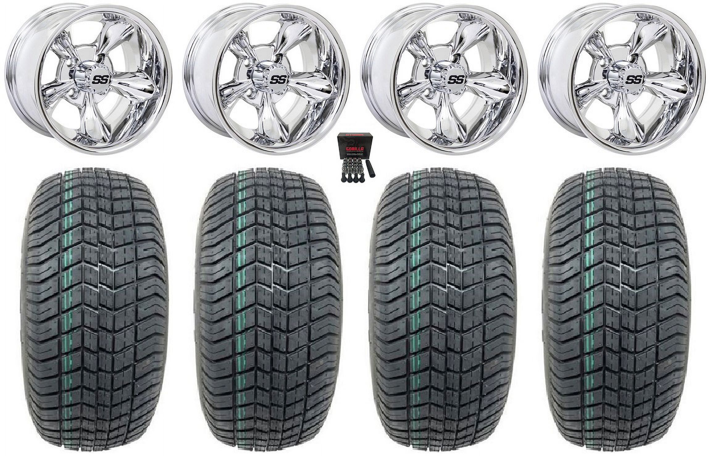 GTW Godfather 10" Golf Wheels Chrome 22" Excel Classic Tires Yamaha