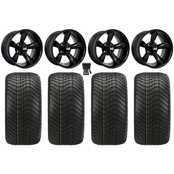 GTW Godfather 12" Golf Cart Wheels Black Elite 23x10-12 Tires Yamaha