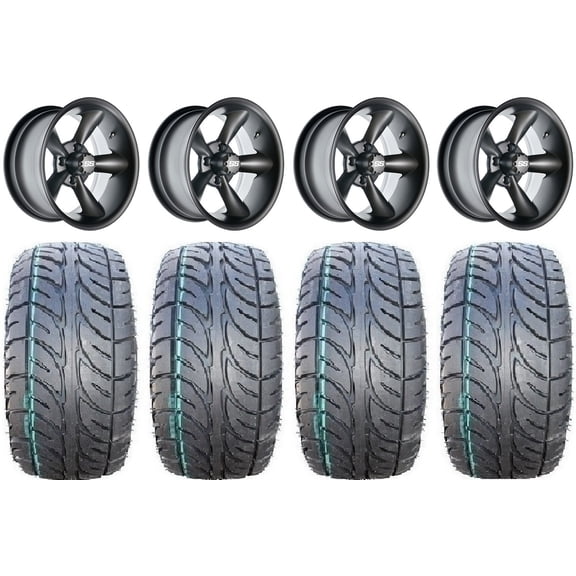GTW Godfather 12" Golf Cart Wheels Gray 205x30 Fusion Tires E-Z-GO & Club Car