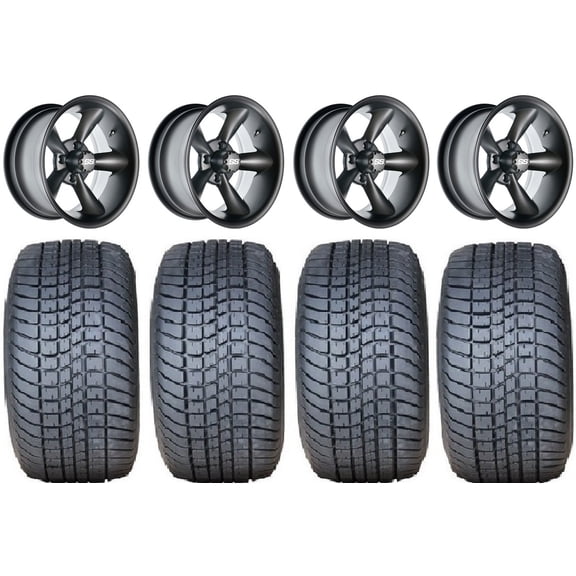 GTW Godfather 12" Golf Cart Wheels Gray 225x35 Lo Pro Tires E-Z-GO & Club Car
