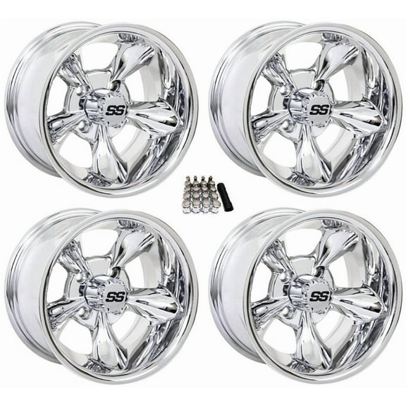 GTW Godfather 12" Golf Cart Wheels/Rims Chrome E-Z-GO & Club Car