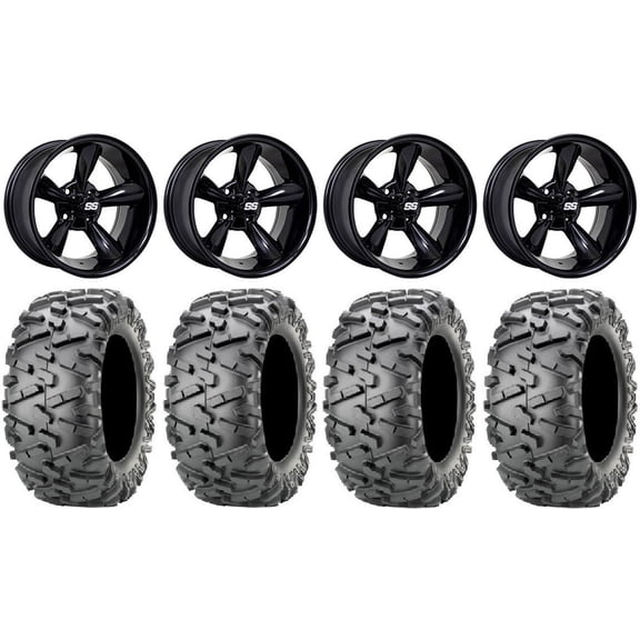 GTW Godfather 12" Golf Wheels Black 23" BigHorn 2.0 Tires E-Z-GO & Club Car