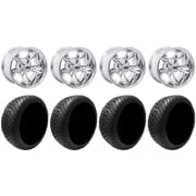 GTW Godfather 14" Golf Cart Wheels Chrome 225x30 Mamba Tires E-Z-GO & Club Car
