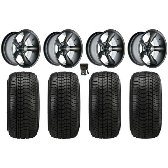 GTW Godfather 14" Golf Cart Wheels Gray Elite 205x30-14 Tires E-Z-GO & Club Car
