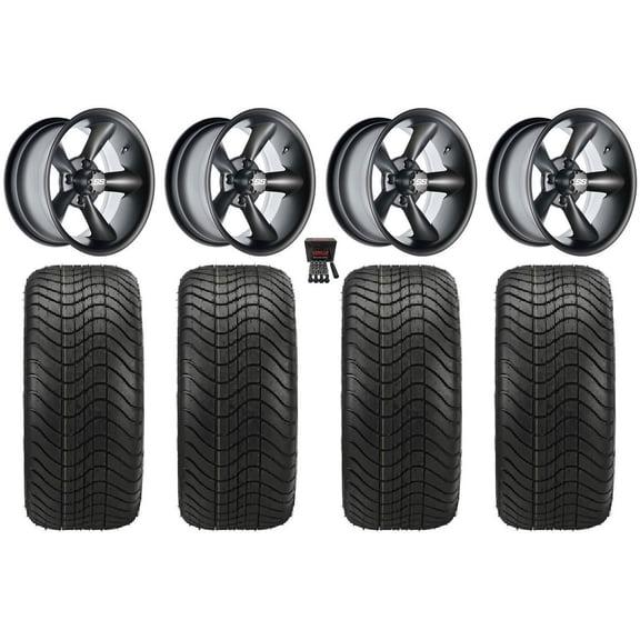GTW Godfather 14" Golf Cart Wheels Gray Elite 215x35-14 Tires E-Z-GO & Club Car