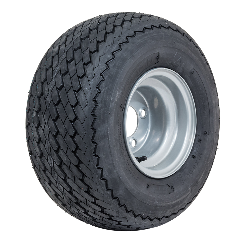 GTW Golf Cart Tire Wheel Assembly 8" Topspin Sawtooth Tire & Silver