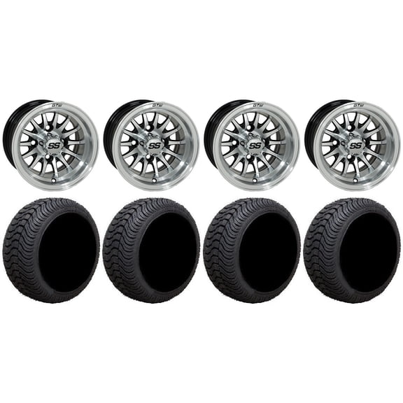 GTW Medusa 10" Golf Wheels Black 205x50 Cruze Tires E-Z-GO & Club Car