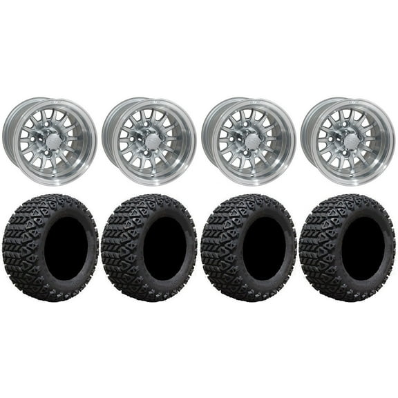 GTW Medusa 10" Golf Wheels Silver 20" X-Trail Tires E-Z-GO & Club Car