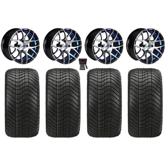 GTW Pursuit 12" Golf Cart Wheels Blue Elite 23x10-12 Tires E-Z-GO & Club Car