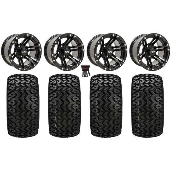GTW Specter 10" Golf Wheels Black 22" Sierra Sport Tires E-Z-GO & Club Car