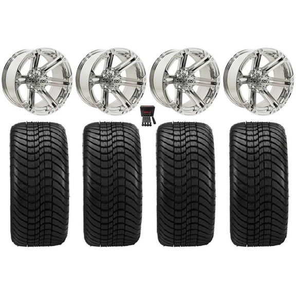 GTW Specter 12" Golf Cart Wheels Chrome Elite 215x35-12 Tires Yamaha
