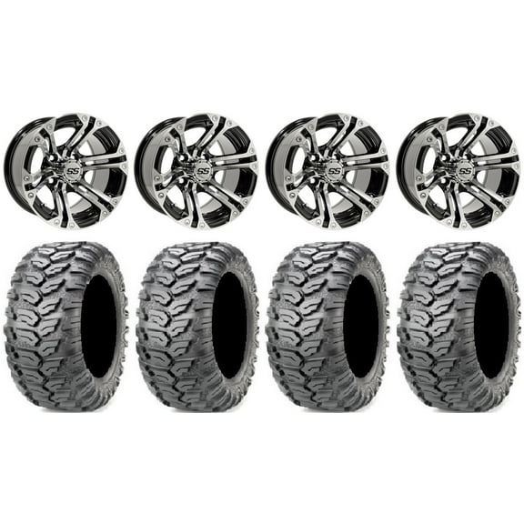 GTW Specter 12" Golf Cart Wheels Machined 23" Ceros Tires Yamaha