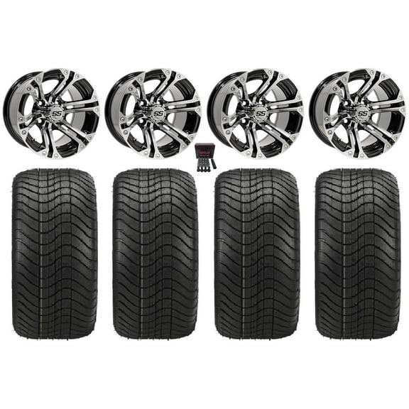 GTW Specter 12" Golf Cart Wheels Machined Elite 215x40-12 Tires Yamaha