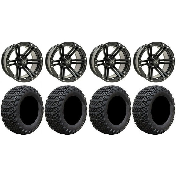 GTW Specter 14" Golf Cart Wheels Black 23" X-Trail Tires E-Z-GO & Club Car