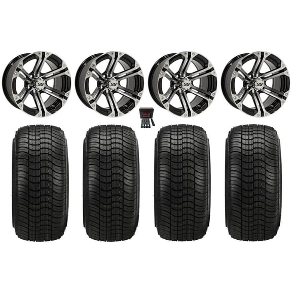 GTW Specter 14" Golf Cart Wheels Machined Elite 205x30-14 Tires Yamaha