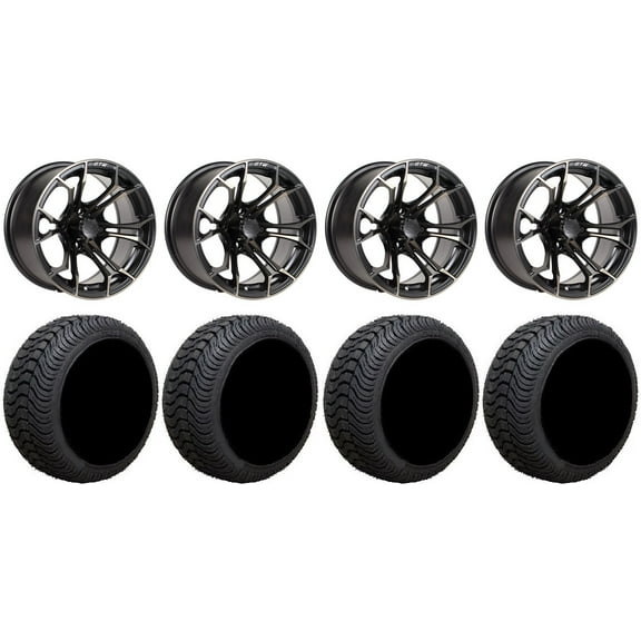 GTW Spyder 12" Golf Cart Wheels Bronze 205x30 Cruze Tires E-Z-GO & Club Car