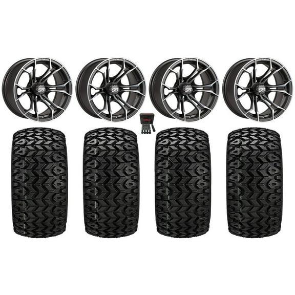 GTW Spyder 12" Golf Cart Wheels Gray 23" Sierra Sport Tires E-Z-GO & Club Car