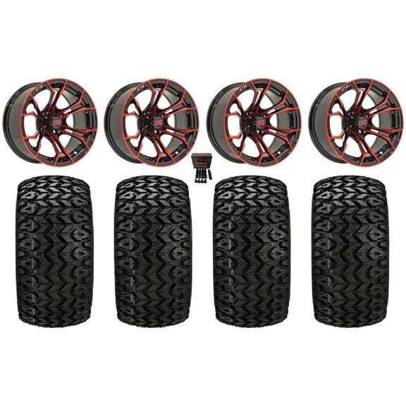 GTW Spyder 12" Golf Cart Wheels Red 23" Sierra Sport Tires E-Z-GO & Club Car