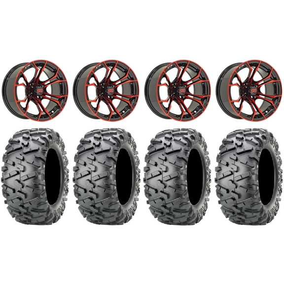 GTW Spyder 12" Golf Wheels Red 23" BigHorn 2.0 Tires Yamaha