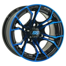 GTW Spyder 12 inch Black and Blue Golf Cart Wheel | 3:4 Offset | 4x4 (101.6mm) Bolt Pattern