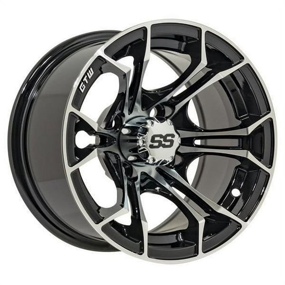 GTW Spyder 12x7 Golf Cart Wheel - Machined/Black (4/4) 3+4 [19-218]