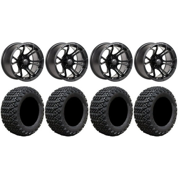 GTW Spyder 14" Golf Cart Wheels Black 23" X-Trail Tires Yamaha