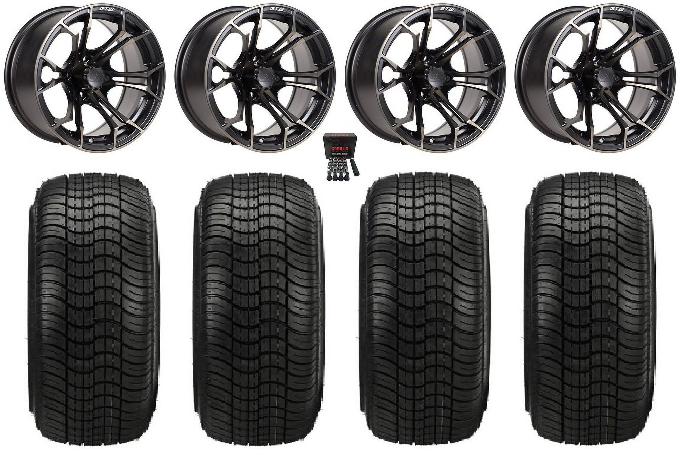 GTW Spyder 14" Golf Cart Wheels Bronze Elite 205x30-14 Tires E-Z-GO & Club Car