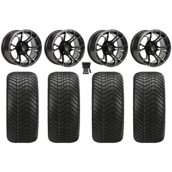 GTW Spyder 14" Golf Cart Wheels Bronze Elite 215x35-14 Tires Yamaha