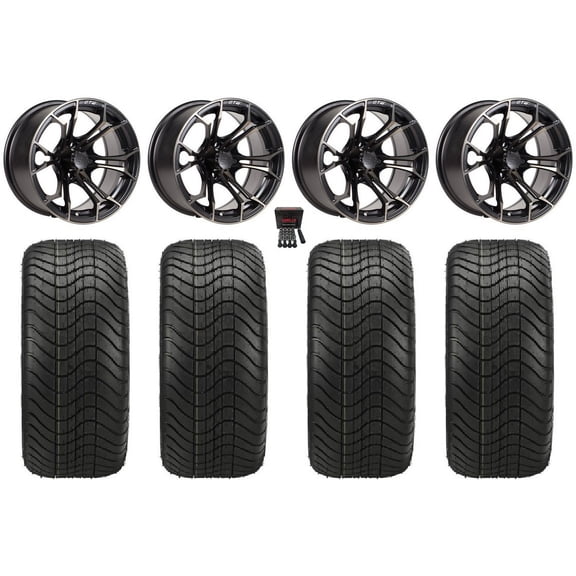 GTW Spyder 14" Golf Cart Wheels Bronze Elite 215x35-14 Tires Yamaha