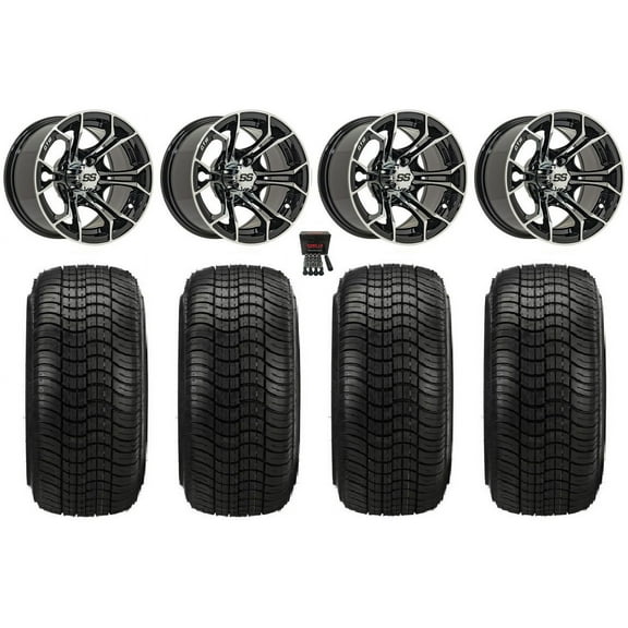 GTW Spyder 14" Golf Cart Wheels Machined Elite 205x30-14 Tires E-Z-GO & Club Car