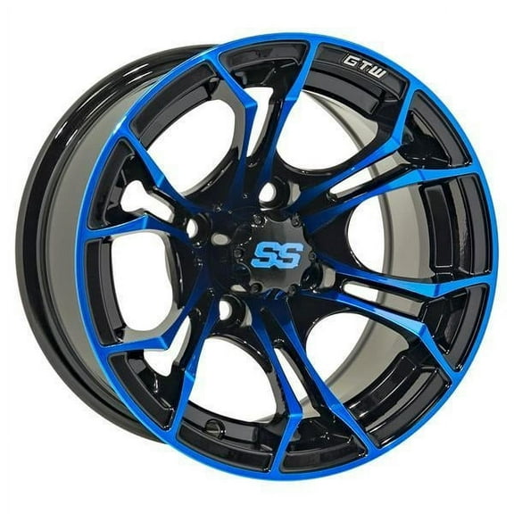 GTW Spyder 14x7 Golf Cart Wheel - Gloss Black/Blue (4/4) 3+4 [19-223]